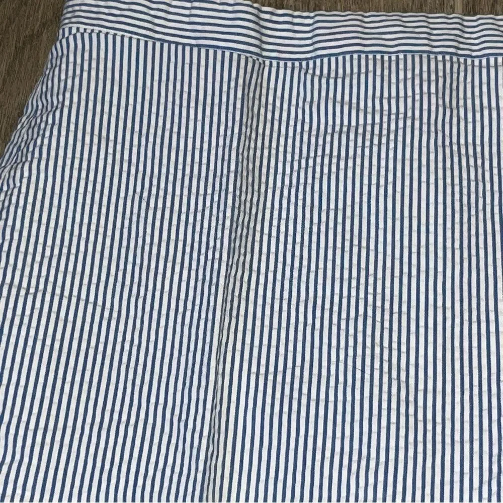 J. Crew Blue & White Striped Seersucker Pencil Skirt